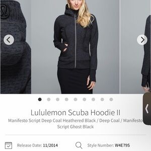 Lululemon Athletica Deep Coal Heathered Black Scuba Hoodie II